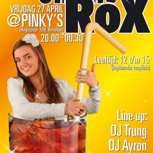 Poster flyer promotiemateriaal On the Rox nonalcoholisch feest jongeren